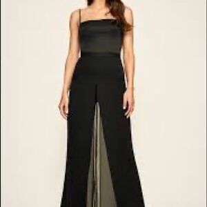 Tadashi Shoji Black Seaton Chiffon Panel Pant